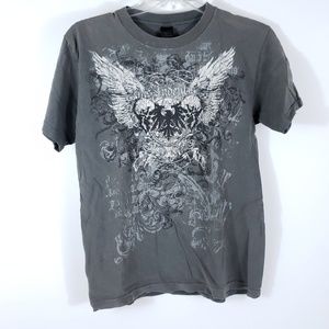Distortion Custom Rags Skull Wings Tee Youth M